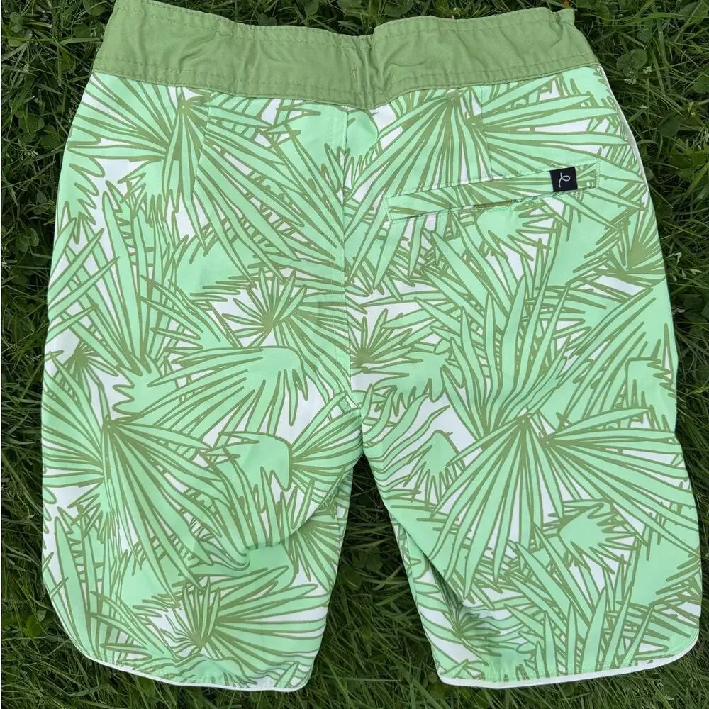 Art Class Boys Swim Trunks Green Palm Print Lined Beach Pool (SZ M 8)